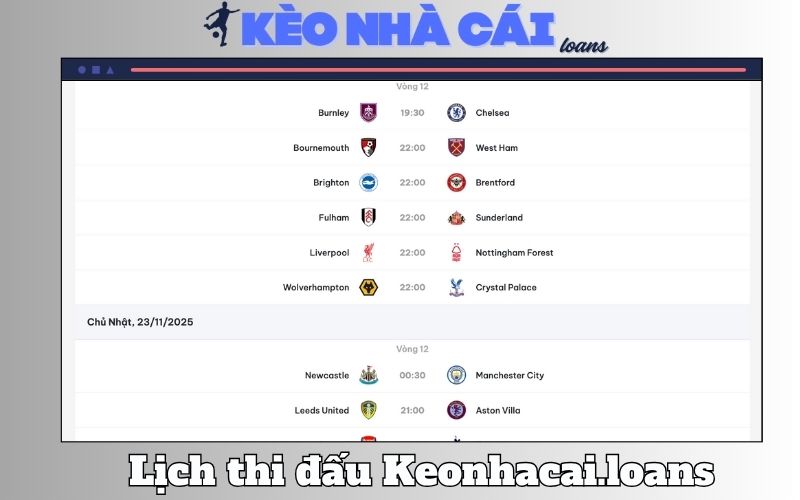 Lịch thi đấu 1 Lịch thi đấu Keonhacai.loans