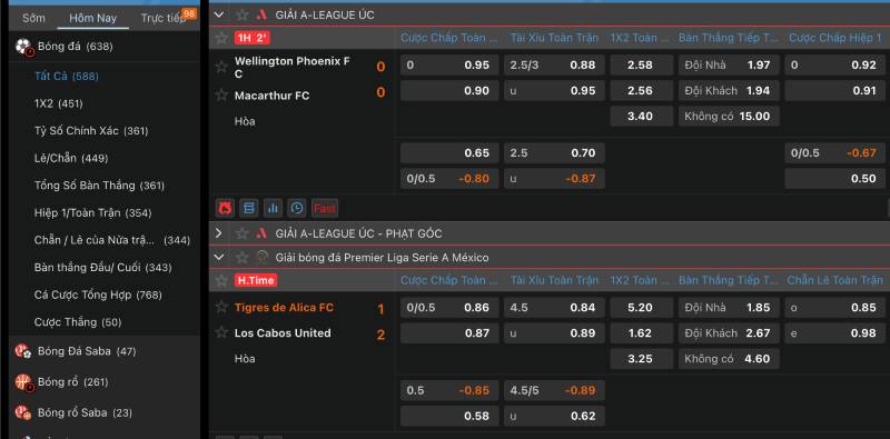 Tỷ lệ cược chuẩn, không có dấu hiệu thao túng